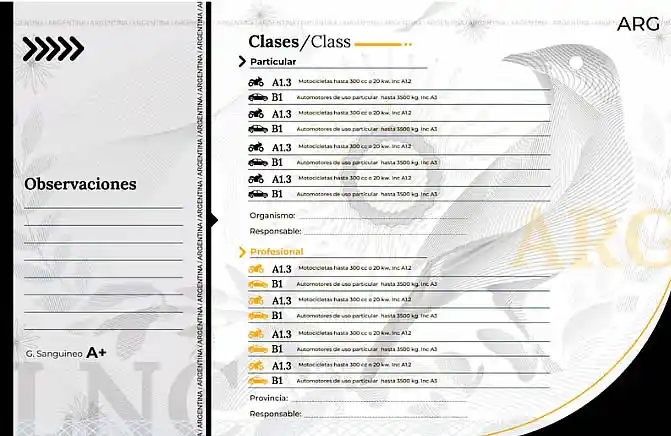Clases de licencia de conducir