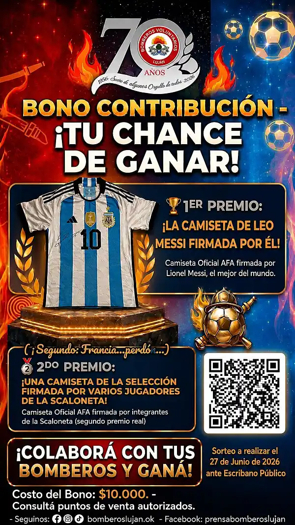 Bomberos de Luján sortean camisetas firmadas para su 70° aniversario 38 premios bomberos