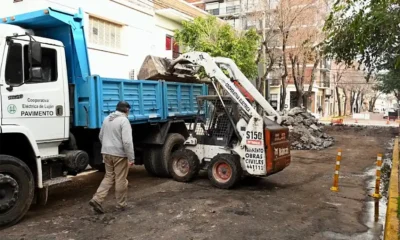 Bacheo en el centro de Luján